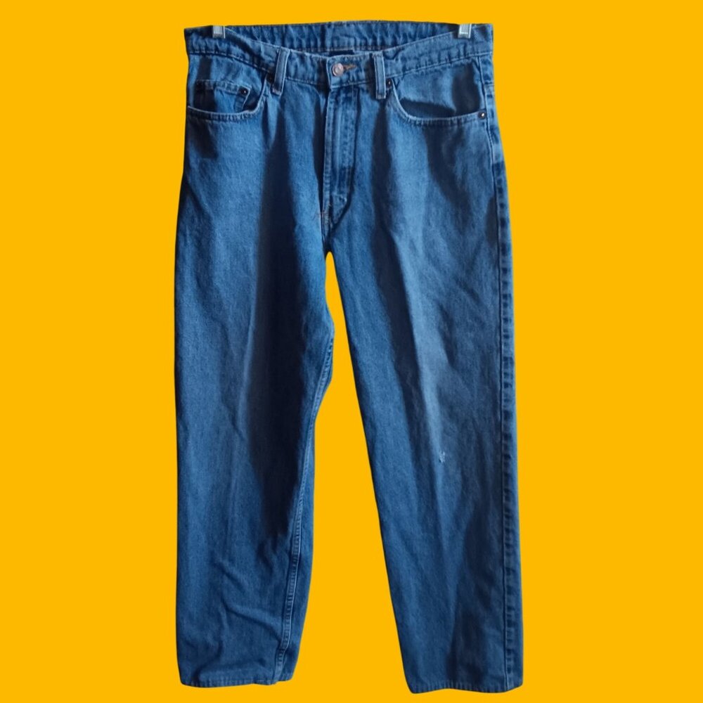 Vintage Y2K Men's Jeans 33x30 Full Blue Denim 100% Cotton Relaxed Fit Skater